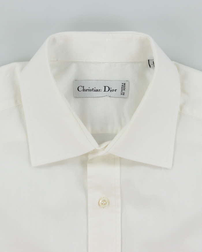 Vintage 2000's Christian Dior Plain White Long Sleeve Shirt - L