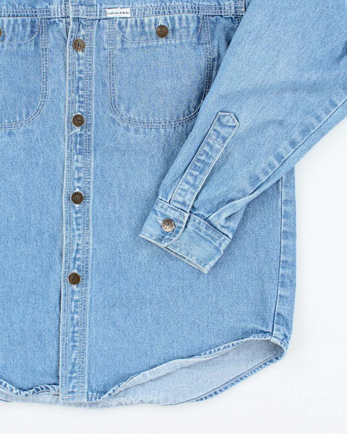 Vintage Y2K Calvin Klein Medium Wash Denim Shirt - M
