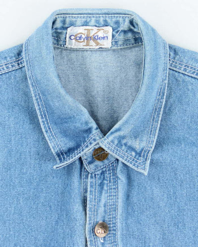Vintage Y2K Calvin Klein Medium Wash Denim Shirt - M