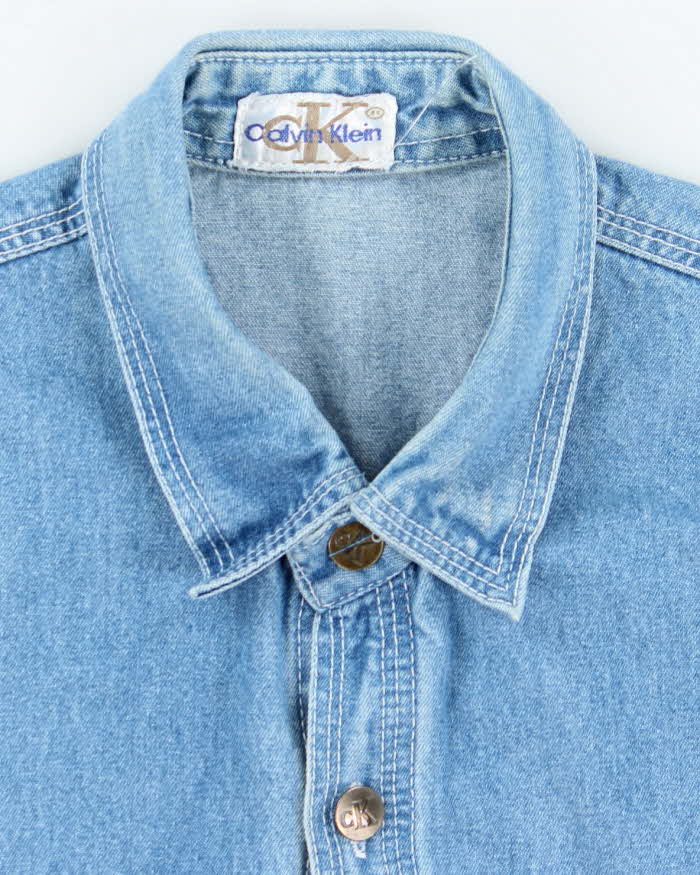 Vintage Y2K Calvin Klein Medium Wash Denim Shirt - M
