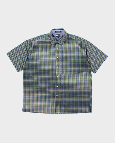 Vintage 90s Tommy Hilfiger Checked Short Sleeve Shirt - XL