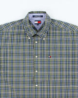 Vintage 90s Tommy Hilfiger Checked Short Sleeve Shirt - XL