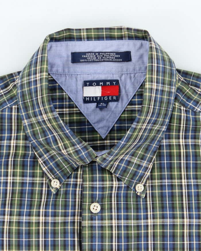 Vintage 90s Tommy Hilfiger Checked Short Sleeve Shirt - XL