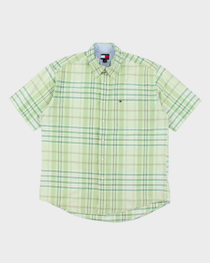 Vintage 90's Tommy Hilfiger Patterned Short Sleeve Shirt - L