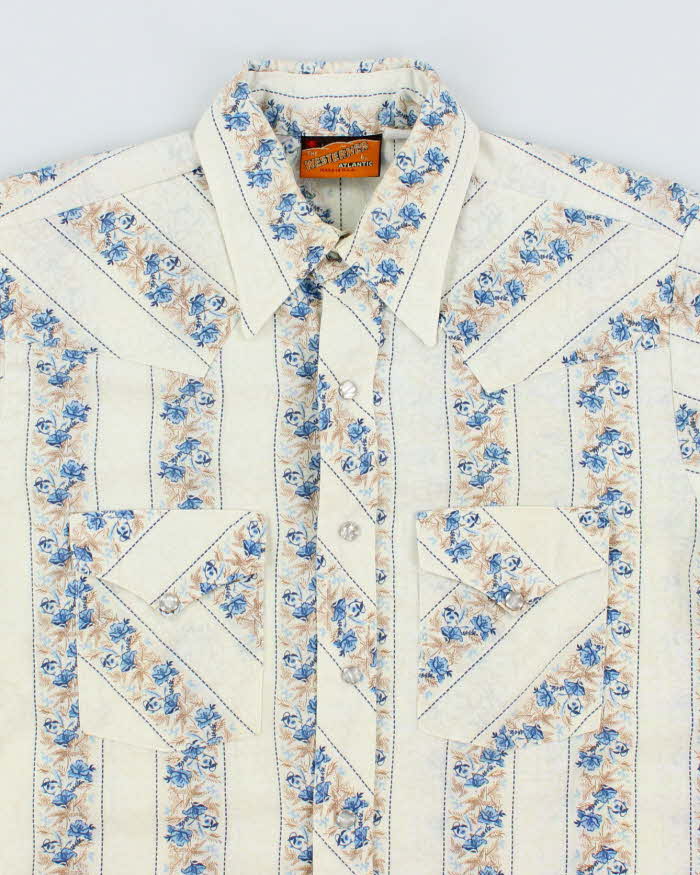 Vintage Western Atlantic Snap Button Patterned Western Shirt - M