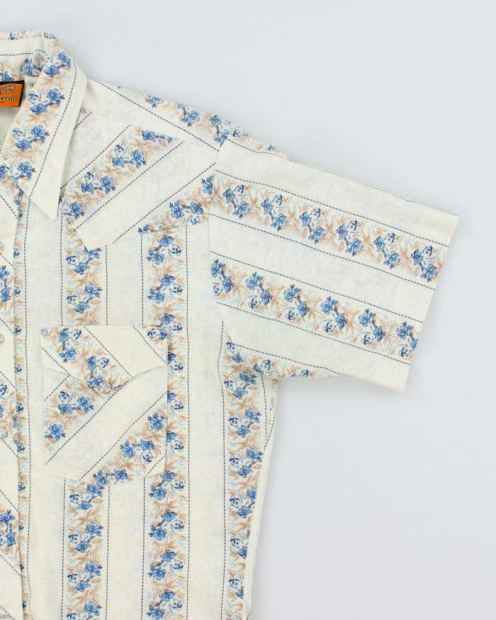Vintage Western Atlantic Snap Button Patterned Western Shirt - M