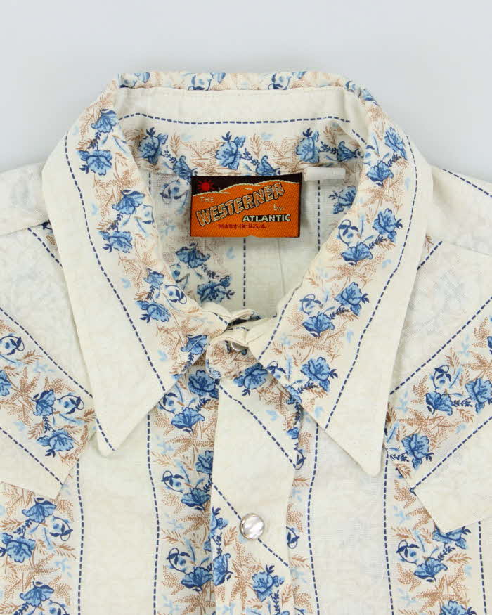 Vintage Western Atlantic Snap Button Patterned Western Shirt - M