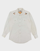 Vintage 70's H Bar C Embroidered Flower Long Sleeve Western Shirt - L
