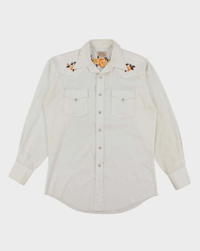 Vintage 70's H Bar C Embroidered Flower Long Sleeve Western Shirt - L