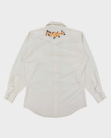 Vintage 70's H Bar C Embroidered Flower Long Sleeve Western Shirt - L