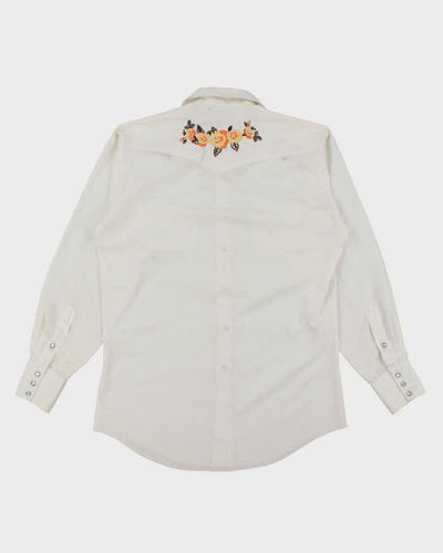 Vintage 70's H Bar C Embroidered Flower Long Sleeve Western Shirt - L