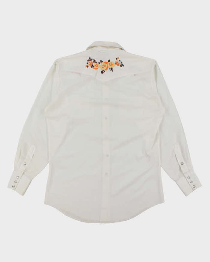 Vintage 70's H Bar C Embroidered Flower Long Sleeve Western Shirt - L