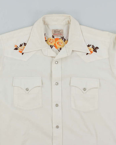 Vintage 70's H Bar C Embroidered Flower Long Sleeve Western Shirt - L