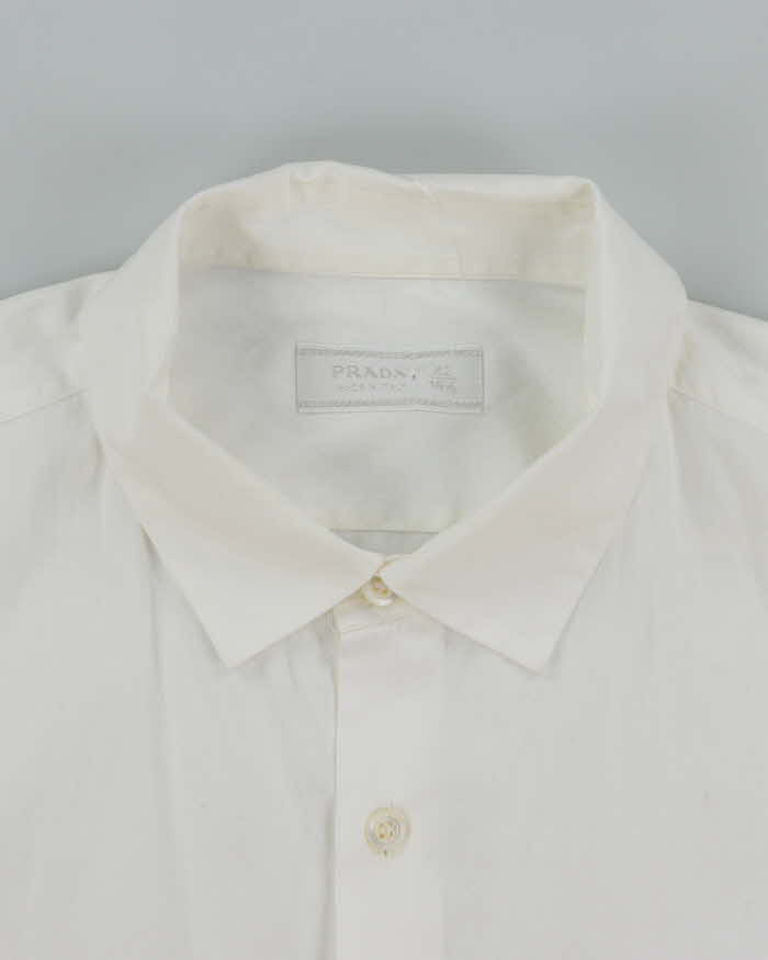 Vintage 2000's Prada Plain White Long Sleeve Shirt - L