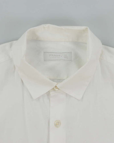 Vintage 2000's Prada Plain White Long Sleeve Shirt - L
