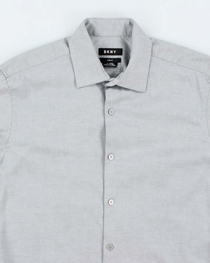 Vintage DKNY Plain Slim Fit Long Sleeve Shirt - S