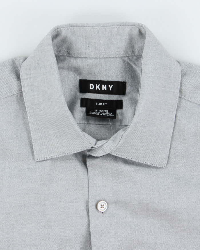 Vintage DKNY Plain Slim Fit Long Sleeve Shirt - S