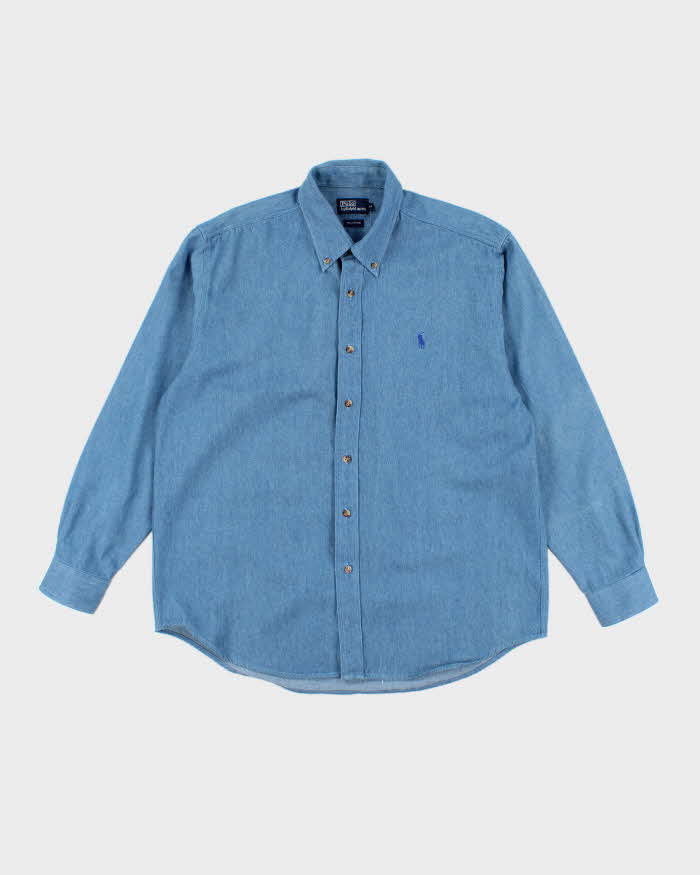 Vintage 2000's Ralph Lauren Medium Wash Long Sleeve Denim Shirt - L