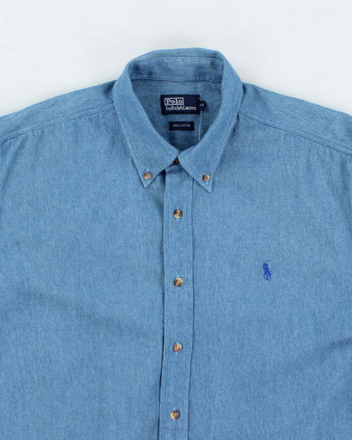 Vintage 2000's Ralph Lauren Medium Wash Long Sleeve Denim Shirt - L