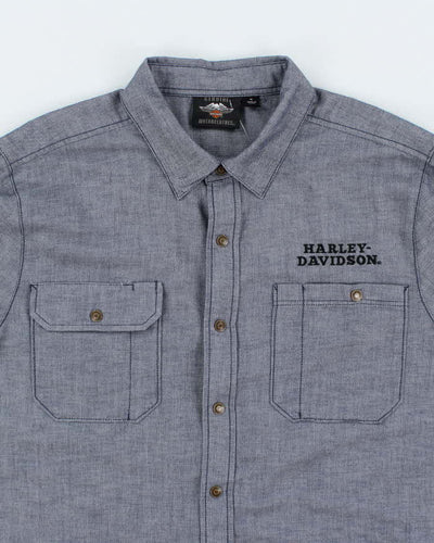 Vintage 2000's Harley Davidson Embroidered Snap Button Shirt - XL