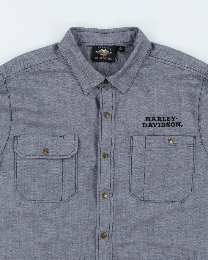 Vintage 2000's Harley Davidson Embroidered Snap Button Shirt - XL
