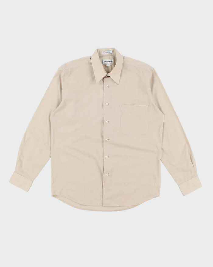 Vintage Pierre Cardin Plain Beige Long Sleeve Shirt - L