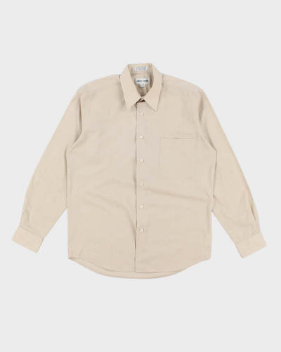 Vintage Pierre Cardin Plain Beige Long Sleeve Shirt - L