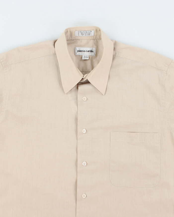 Vintage Pierre Cardin Plain Beige Long Sleeve Shirt - L