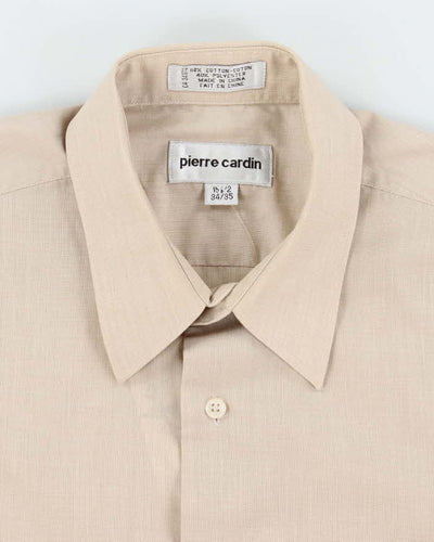 Vintage Pierre Cardin Plain Beige Long Sleeve Shirt - L