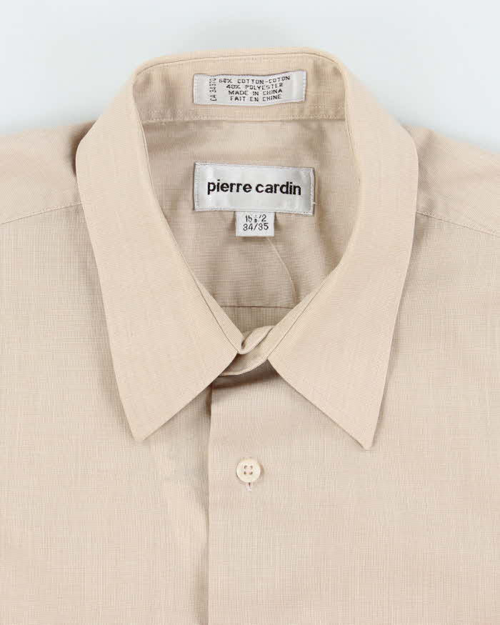 Vintage Pierre Cardin Plain Beige Long Sleeve Shirt - L