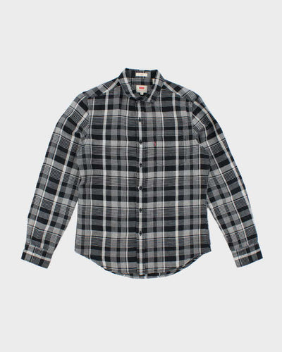Levi's Navy Check Linen/Cotton Blend Slim Fit Shirt - S