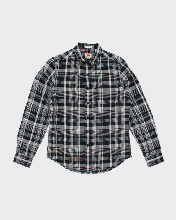 Levi's Navy Check Linen/Cotton Blend Slim Fit Shirt - S