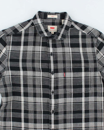 Levi's Navy Check Linen/Cotton Blend Slim Fit Shirt - S