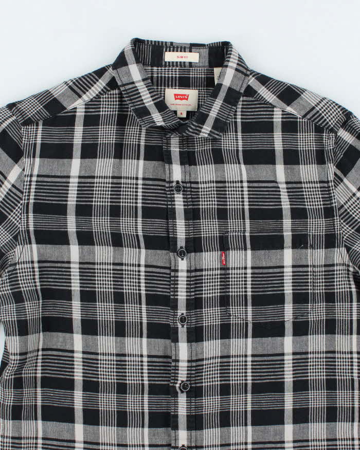 Levi's Navy Check Linen/Cotton Blend Slim Fit Shirt - S