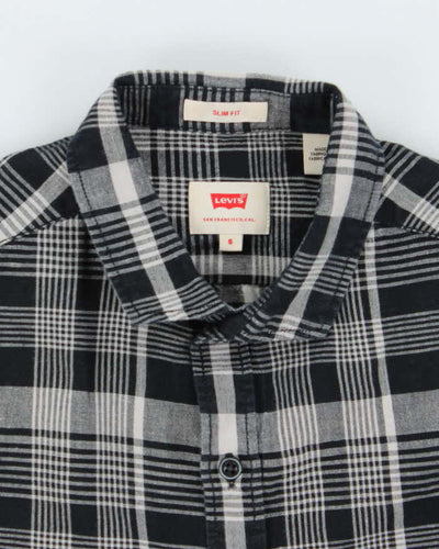 Levi's Navy Check Linen/Cotton Blend Slim Fit Shirt - S