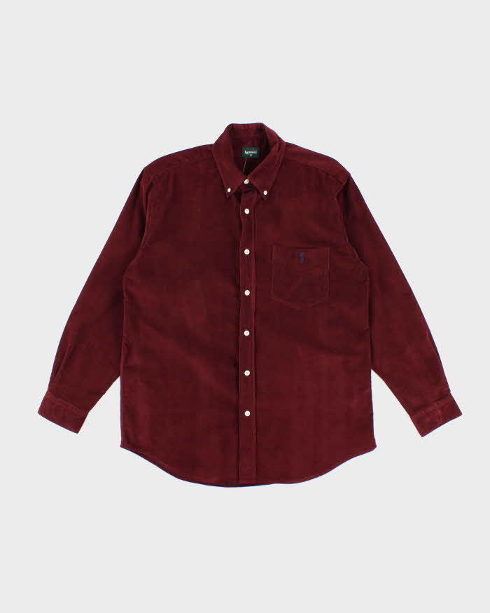 Bossini Burgundy Micro Cord Long Sleeve Shirt - M