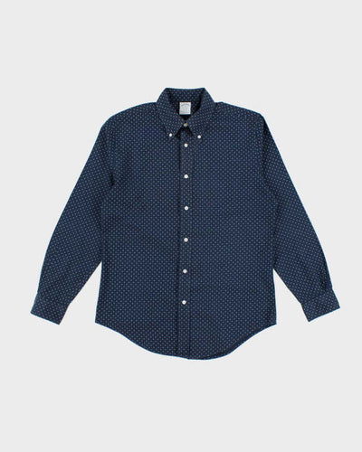 Brooks Brothers Navy Flower Patterned Long Sleeve Shirt - M
