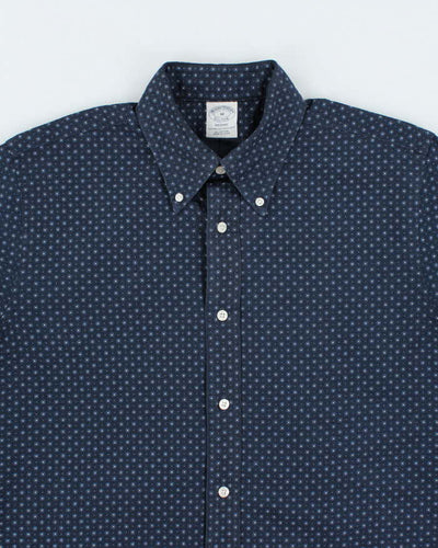 Brooks Brothers Navy Flower Patterned Long Sleeve Shirt - M