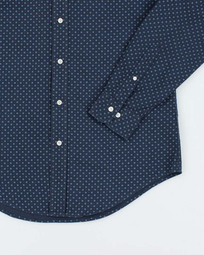Brooks Brothers Navy Flower Patterned Long Sleeve Shirt - M