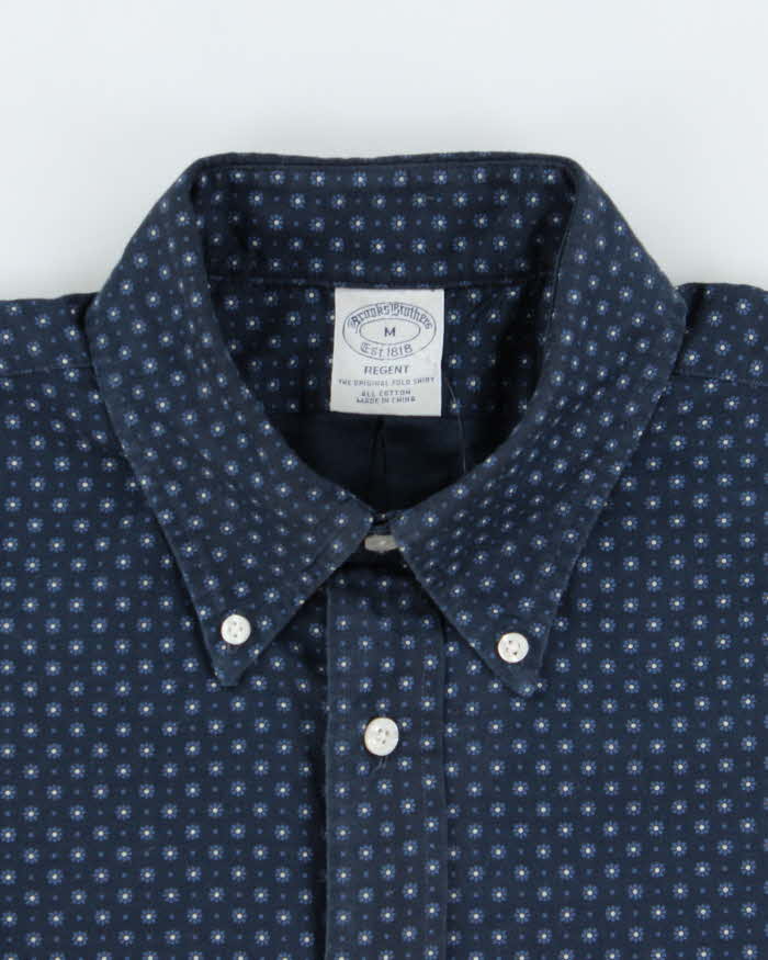 Brooks Brothers Navy Flower Patterned Long Sleeve Shirt - M