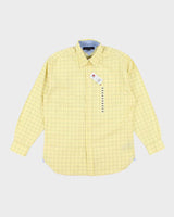 00s Tommy Hilfiger Deadstock Yellow Checked Long Sleeve Shirt - M