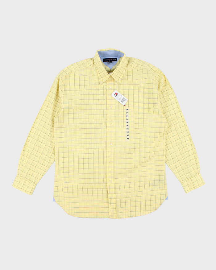 00s Tommy Hilfiger Deadstock Yellow Checked Long Sleeve Shirt - M