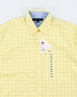 00s Tommy Hilfiger Deadstock Yellow Checked Long Sleeve Shirt - M