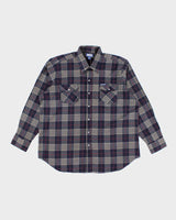 Vintage Blue Pine Oversized Snap Button Western Flannel Shirt - XXL