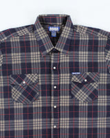 Vintage Blue Pine Oversized Snap Button Western Flannel Shirt - XXL