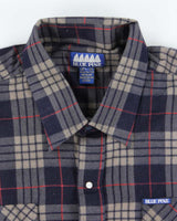 Vintage Blue Pine Oversized Snap Button Western Flannel Shirt - XXL