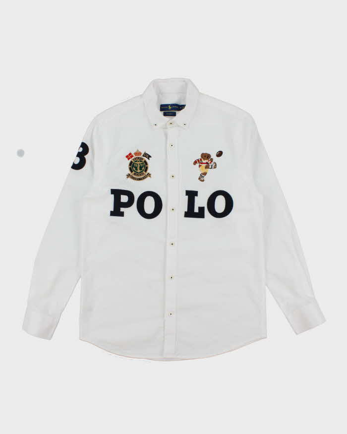 Vintage 2000's Ralph Lauren Patched Polo Spell Out Long Sleeve Shirt - XL