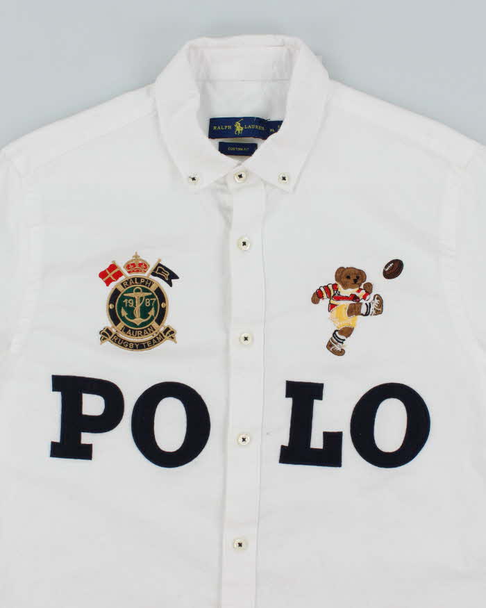 Vintage 2000's Ralph Lauren Patched Polo Spell Out Long Sleeve Shirt - XL