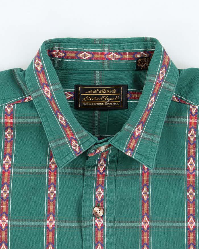 Vintage 90's Eddie Bauer Patterned Long Sleeve Shirt - L