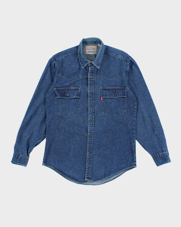 Vintage 2000's Levi's Dark Wash Long Sleeve Denim Shirt - M